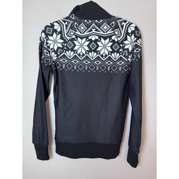 Aqua Athletics Nordic Pull Over Womens S Black White Fair Isle Ski Quarter Zip - Picture 4 of 7